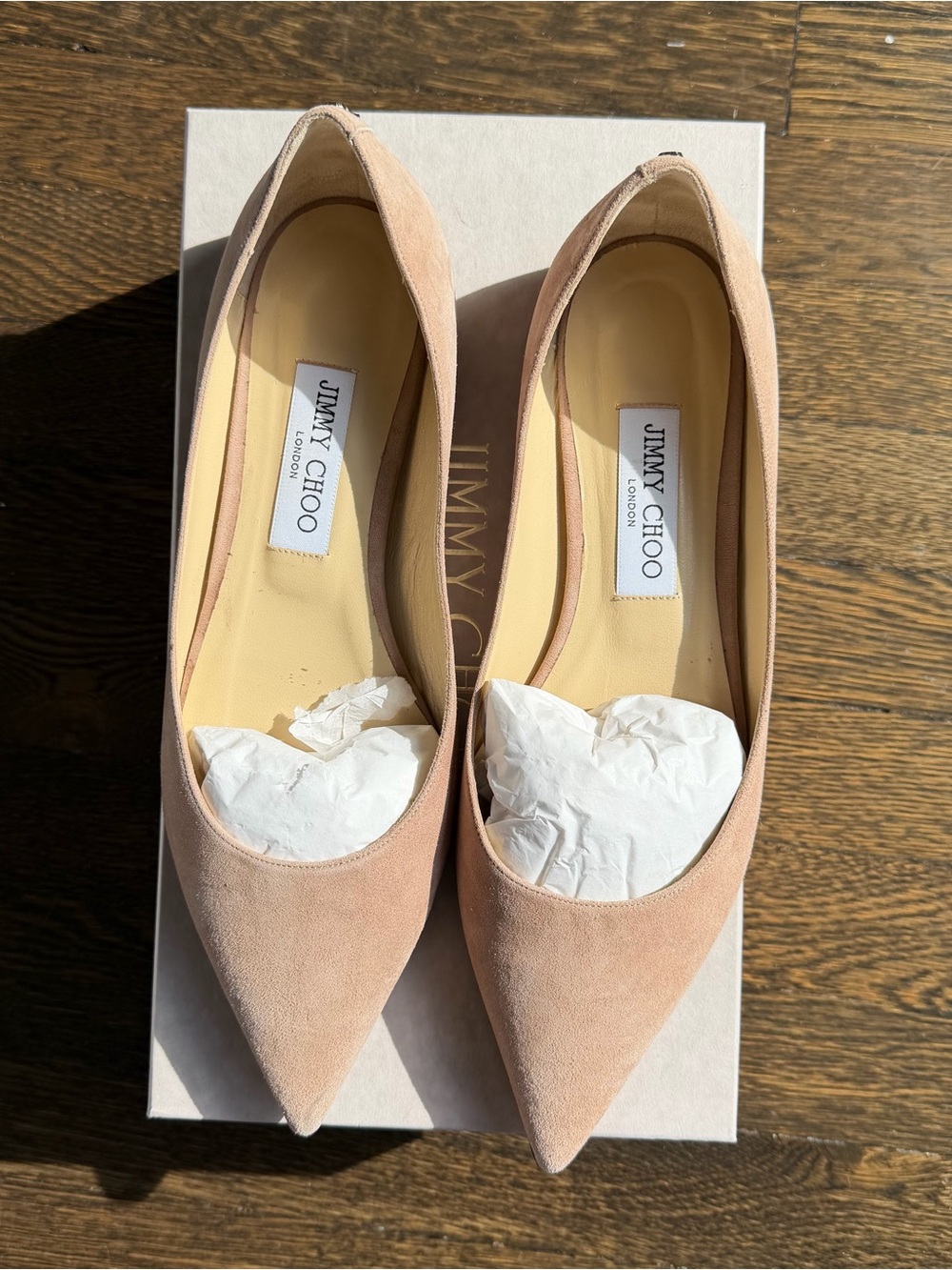 Jimmy Choo Blush Pink Suede Pointed-Toe Flats
